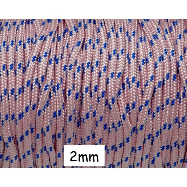 Le moins cher 👏 La Cuisine Des Perles Fil Paracord 2m Paracorde 2mm Cordon Nylon Tressé, Gainé Rose Pâle Et Bleu ⌛