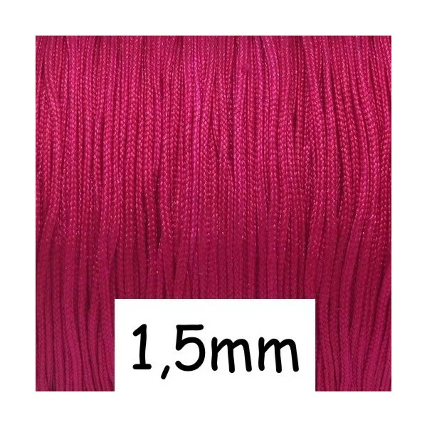 Promo ⌛ La Cuisine Des Perles 10m Fil De Jade Rose Fuchsia 1,5mm, Fil Nylon Résistant Et Souple ⭐
