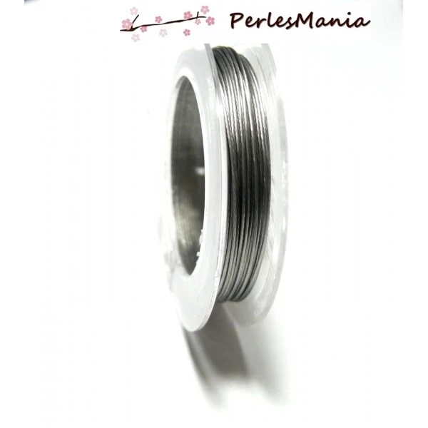 Meilleure vente 👏 Perlesmania Fil Métallique Lot De 5 Bobines De 10 Mètres De FIL De Nylon Et Acier Inoxydable 0.38mm Métal Couleur ARGENT HS001 👏