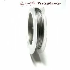 Bon marché 🔔 Perlesmania Fil Métallique Lot De 5 Bobines De 10 Mètres De FIL De Nylon Et Acier Inoxydable 0.45mm Métal Couleur ARGENT HS001 🎉